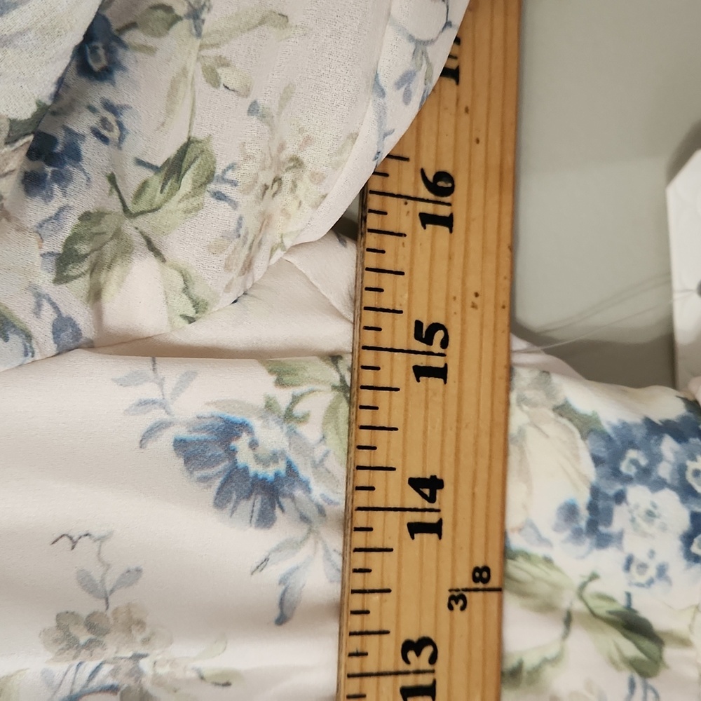 Altar'd State Fern Floral Mini Dress Ivory Blue Babydoll Puff Sleeve Cottagecore - Picture 10 of 14